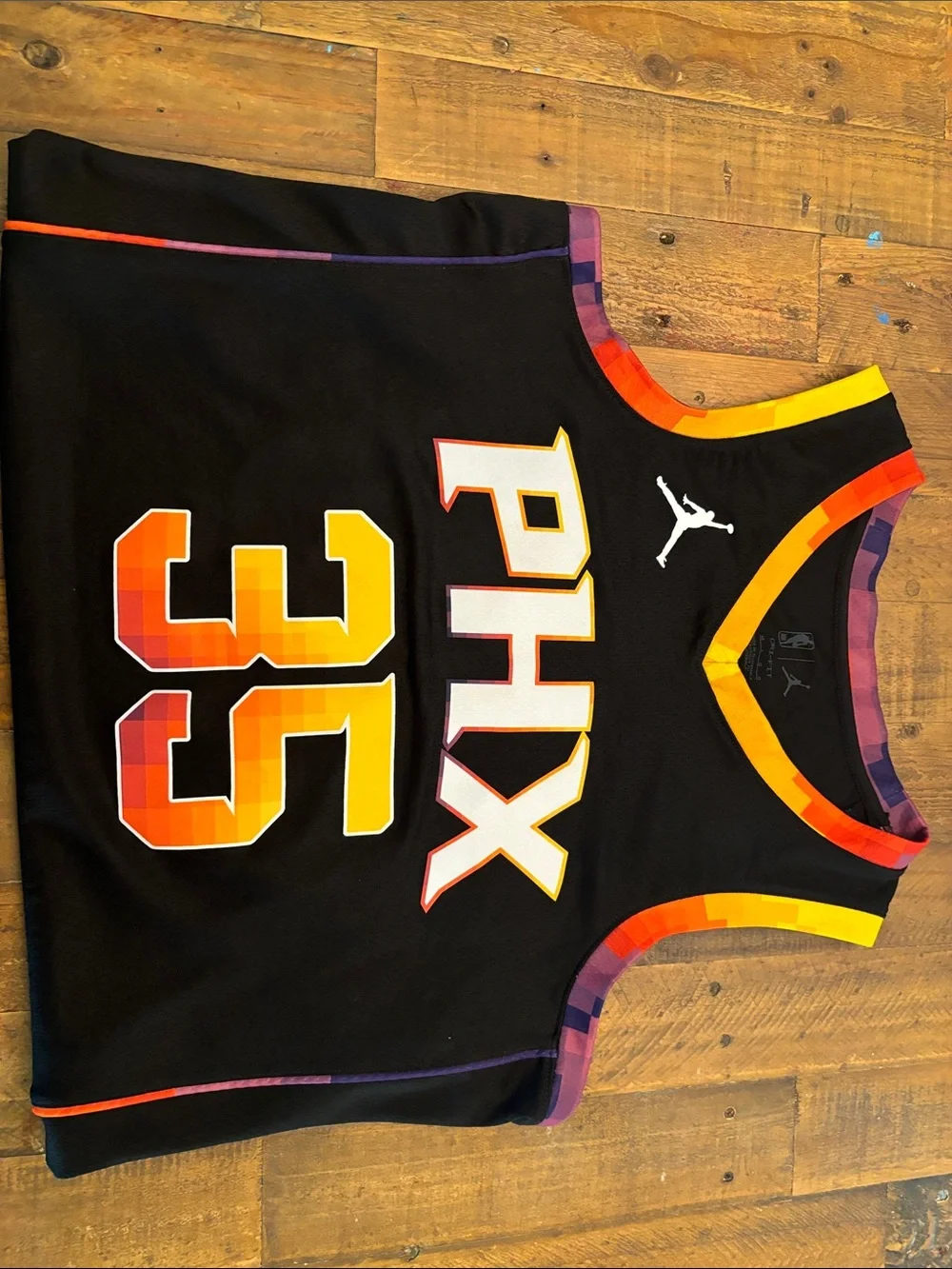 Jordan PHX #35 Black Basketball Jersey with Orange and Purple Accents